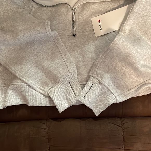 Lululemon Scuba Oversized 1/2 zip hoodie,Color:Heathered Light Grey, Size: XS/S - Picture 5 of 6